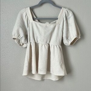 Mine Cream Puff Sleeve Peplum Blouse